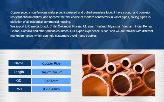 Manufacturer 1mm C12300 C12200 C11000 99.9% Pure Copper Tube 1/4′′ 3/8′′ 5/16" 1/2′′ 3/4′′ Copper Pipes Price
