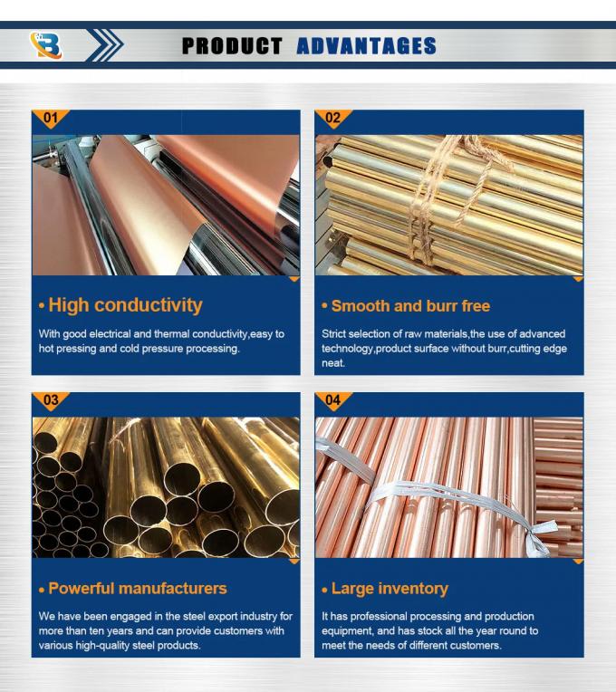 Manufacturer 1mm C12300 C12200 C11000 99.9% Pure Copper Tube 1/4′′ 3/8′′ 5/16" 1/2′′ 3/4′′ Copper Pipes Price
